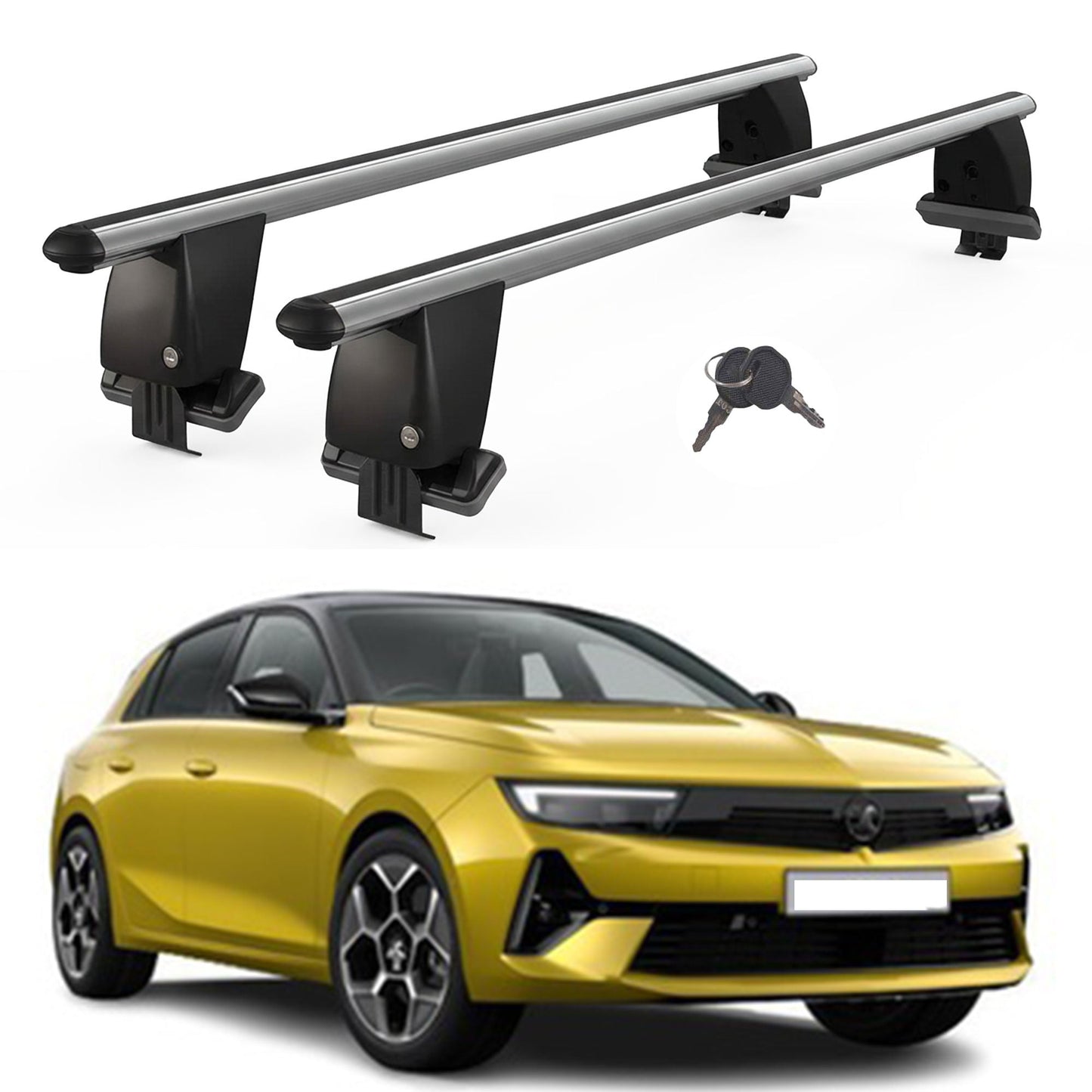 Roof Bars For Cars Without Rails For Vauxhall Astra L 2021+ Lockable Grey 2 Pcs