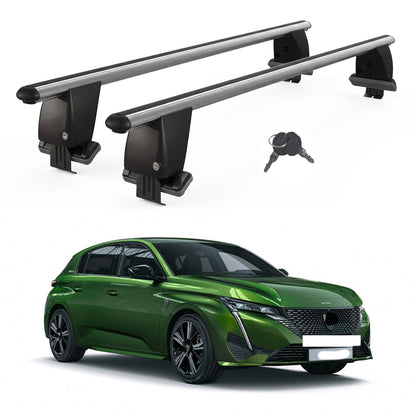 Roof Bars For Cars Without Rails For Peugeot P5/308/308 2021+ Lockable Grey 2 Pcs