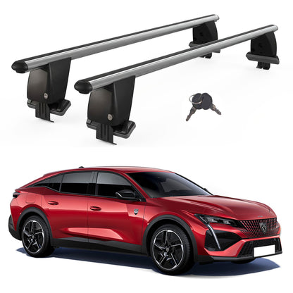 Roof Bars For Cars Without Rails For Peugeot 408/408X P54 2022+ Lockable Grey 2 Pcs