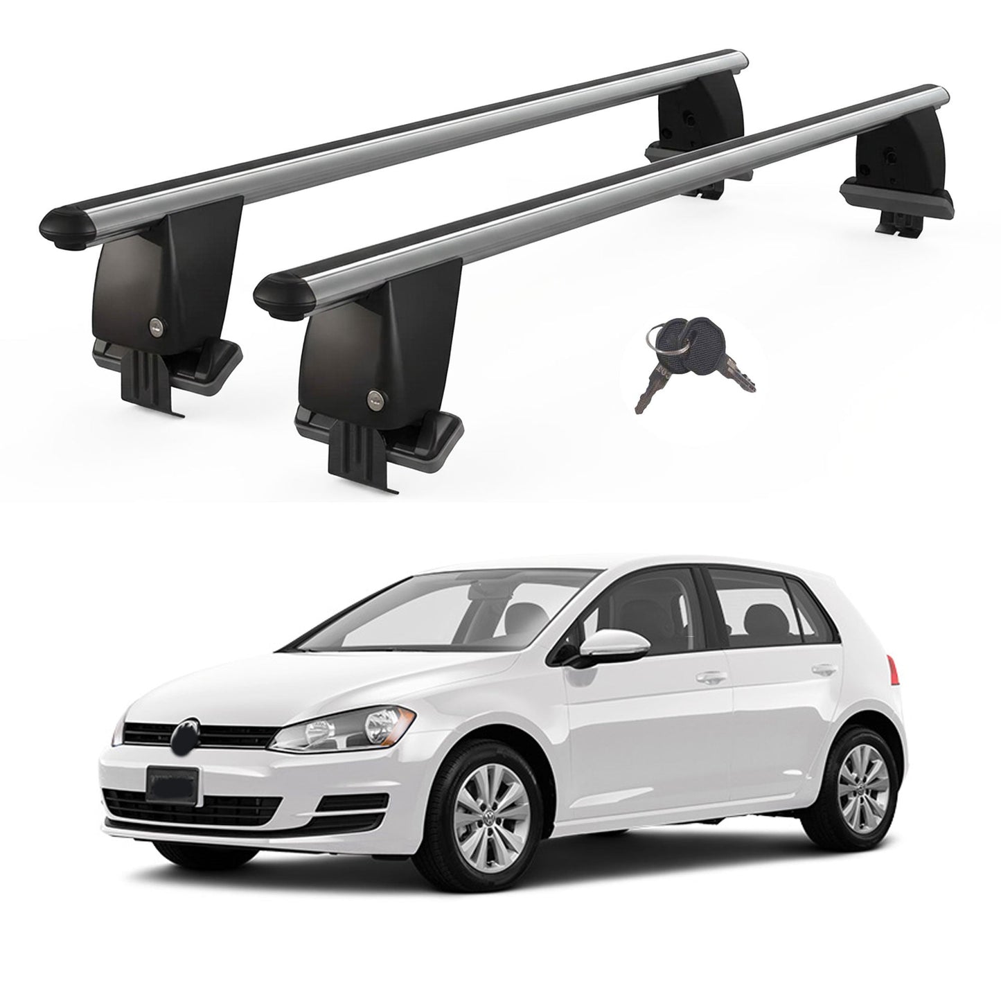 Roof Bars For Cars Without Rails For VwGolf VII 2012-2019 Lockable Grey 2 Pcs