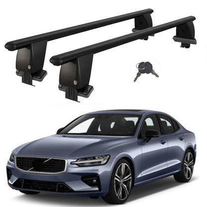 Roof Bars For Cars Without Rails For Volvo S60 2018+ Lockable Black 2 Pcs