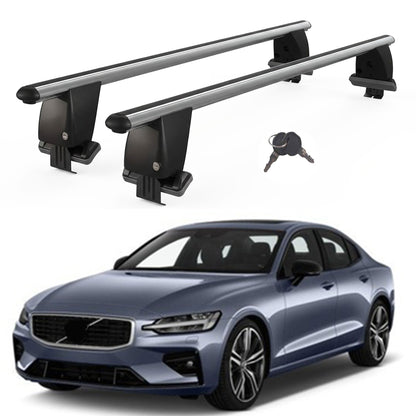 Roof Bars For Cars Without Rails For Volvo S60 2018+ Lockable Grey 2 Pcs
