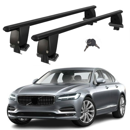 Roof Bars For Cars Without Rails For Volvo S90 2016+ Lockable Black 2 Pcs
