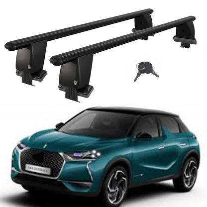 Roof Bars For Cars Without Rails For Ds Ds 3 Crossback 2018+ Lockable Black 2 Pcs