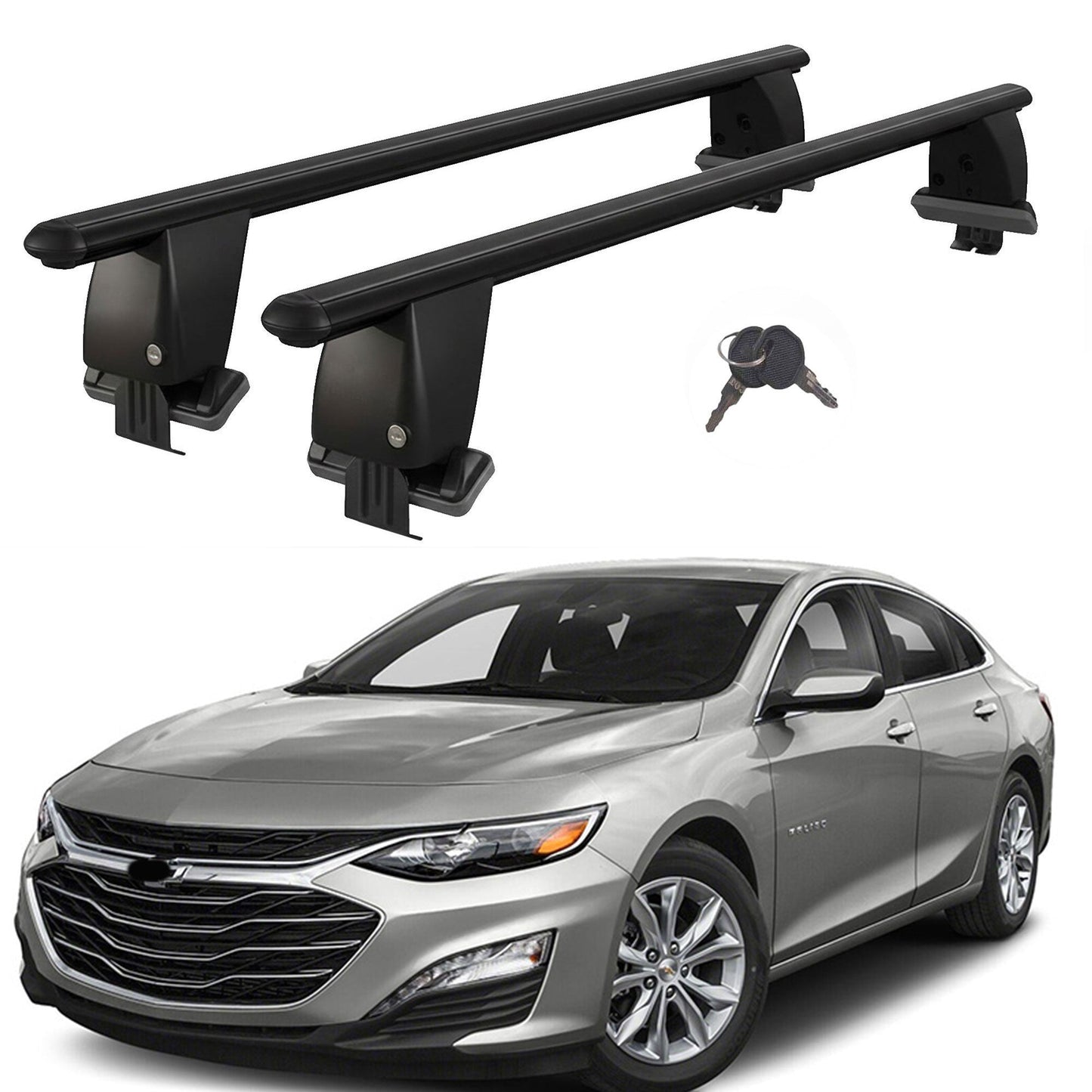 Roof Bars For Cars Without Rails For Chevrolet Malibu IX 2016+ Lockable Black 2 Pcs