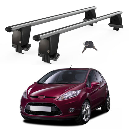 Roof Bars For Cars Without Rails For Ford Fiesta VI 2008-2013 Lockable Grey 2 Pcs