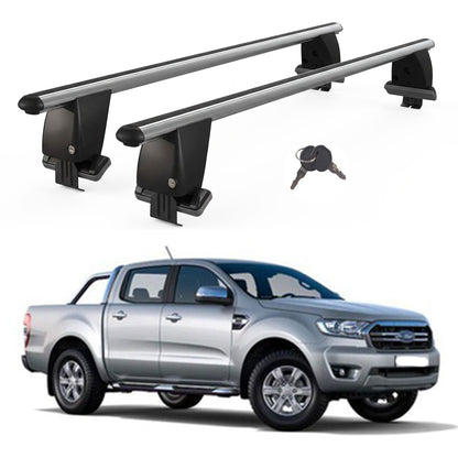 Roof Bars For Cars Without Rails For Ford Ranger 2011-2023 Lockable Grey 2 Pcs