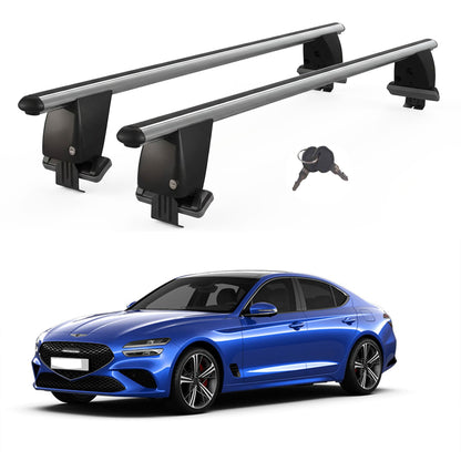 Roof Bars For Cars Without Rails For Genesis G70 Hs 2017+ Lockable Grey 2 Pcs