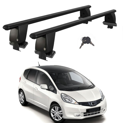 Roof Bars For Cars Without Rails For Honda Jazz/Fit Ge 2007-2014 Lockable Black 2 Pcs