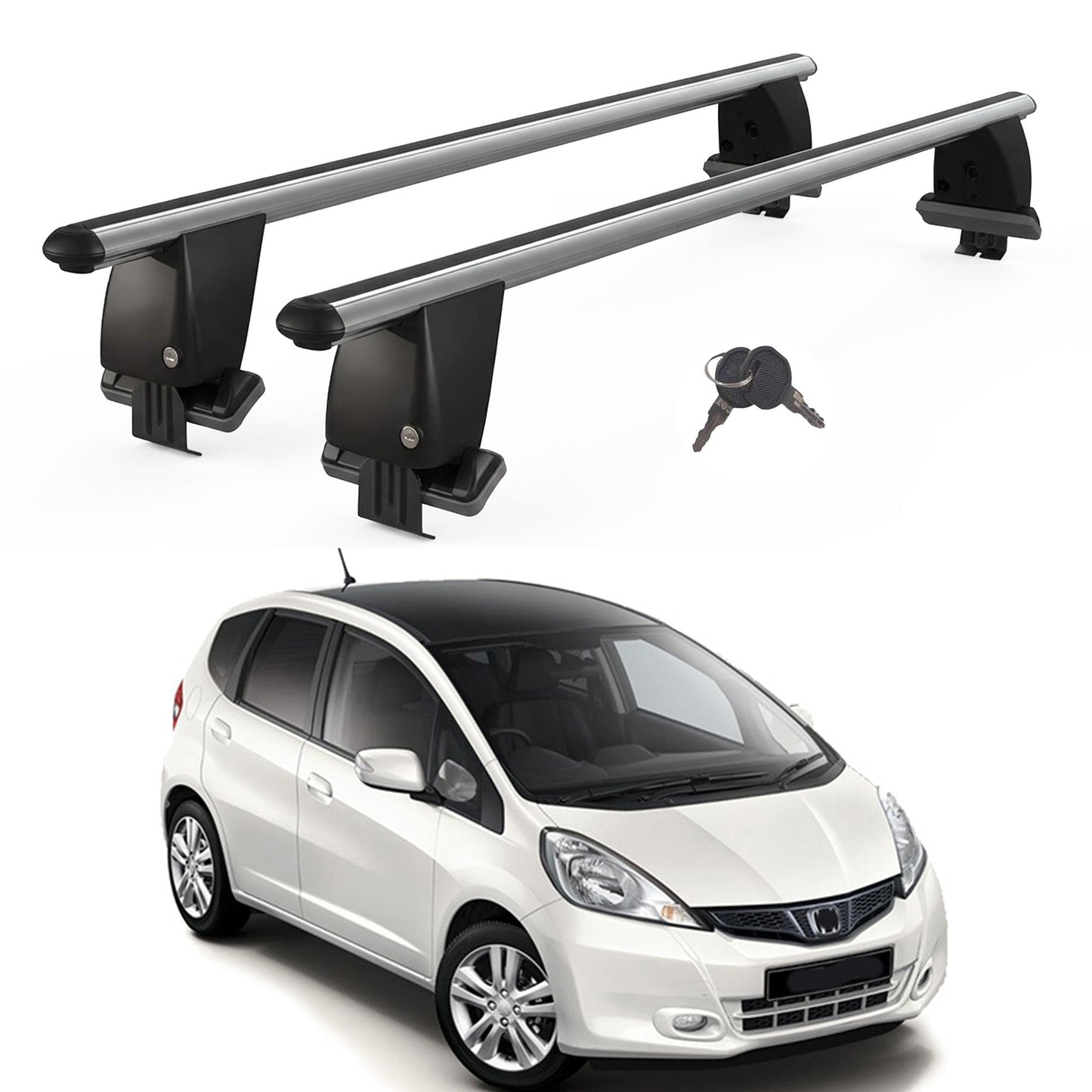 Roof Bars For Cars Without Rails For Honda Jazz/Fit Ge 2007-2014 Lockable Grey 2 Pcs