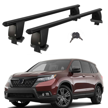 Roof Bars For Cars Without Rails For Honda Passport III 2019+ Lockable Black 2 Pcs