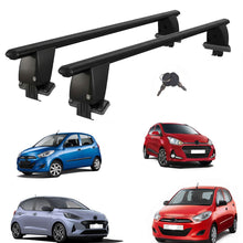 Roof Bars For Cars Without Rails For Hyundai I10 IA 2013-2017 Lockable Black 2 Pcs