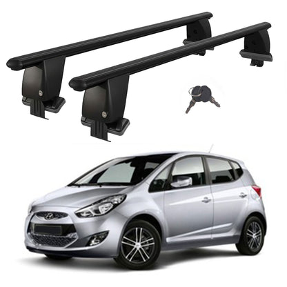 Roof Bars For Cars Without Rails For Hyundai IX20 2010+ Lockable Black 2 Pcs
