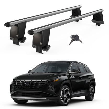 Roof Bars For Cars Without Rails For Hyundai Tucson Nx4 2020+ Lockable Grey 2 Pcs