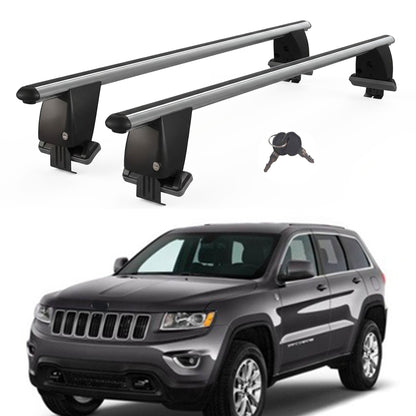 Roof Bars For Cars Without Rails For Jeep Grand Cherokee Wk2 2010-2018 Lockable Grey 2 Pcs