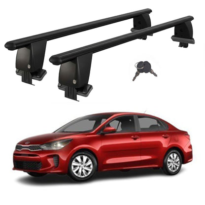 Roof Bars For Cars Without Rails For Kia Rio Yb HBback 2017-2023 Lockable Black 2 Pcs