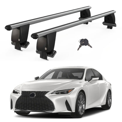 Roof Bars For Cars Without Rails For Lexus Is Xe30 2013+ Lockable Grey 2 Pcs