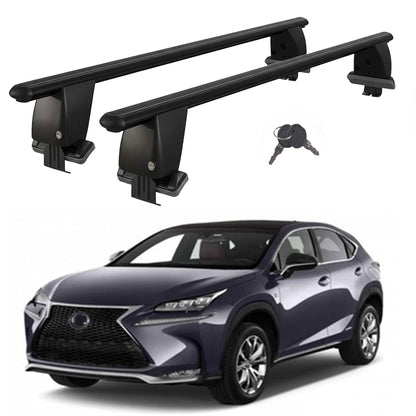 Roof Bars For Cars Without Rails For Lexus Nx Az10 2014-2017 Lockable Black 2 Pcs