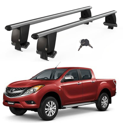 Roof Bars For Cars Without Rails For Mazda Bt-50 2011+ Lockable Grey 2 Pcs
