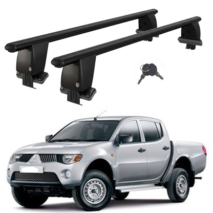 Roof Bars For Cars Without Rails For Mitsubishi L200/Triton Iv 2006-2015 Lockable Black 2 Pcs