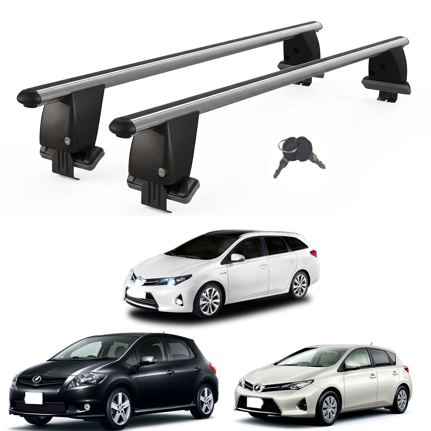 Roof Bars For Cars Without Rails For Toyota Auris/Corolla E150 2006-2018 Lockable Grey 2 Pcs