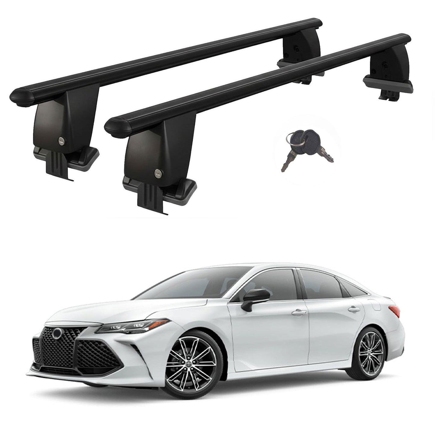 Roof Bars For Cars Without Rails For Toyota Avalon Xx50 2018+ Lockable Black 2 Pcs