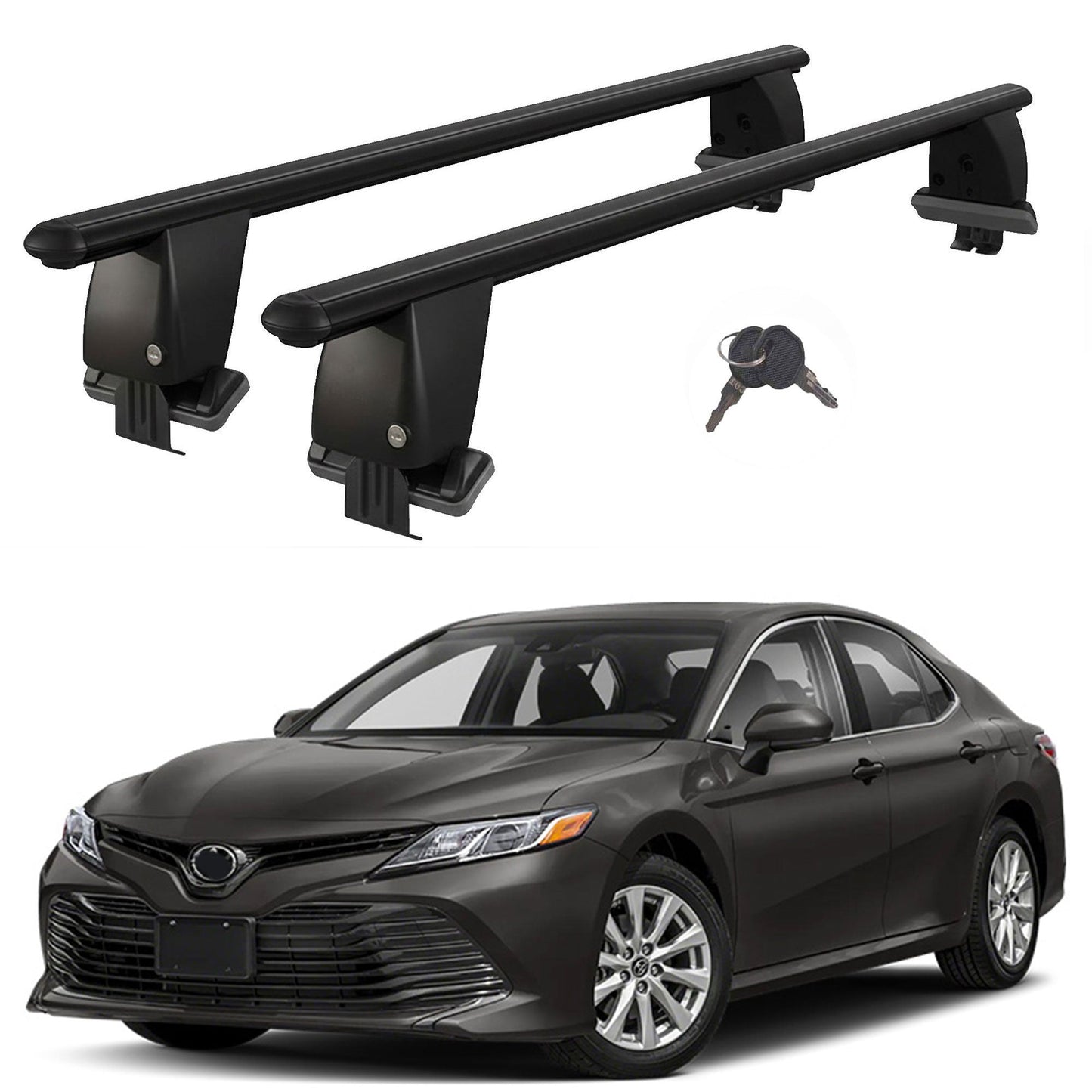 Roof Bars For Cars Without Rails For Toyota Camry Xv70 2017+ Lockable Black 2 Pcs