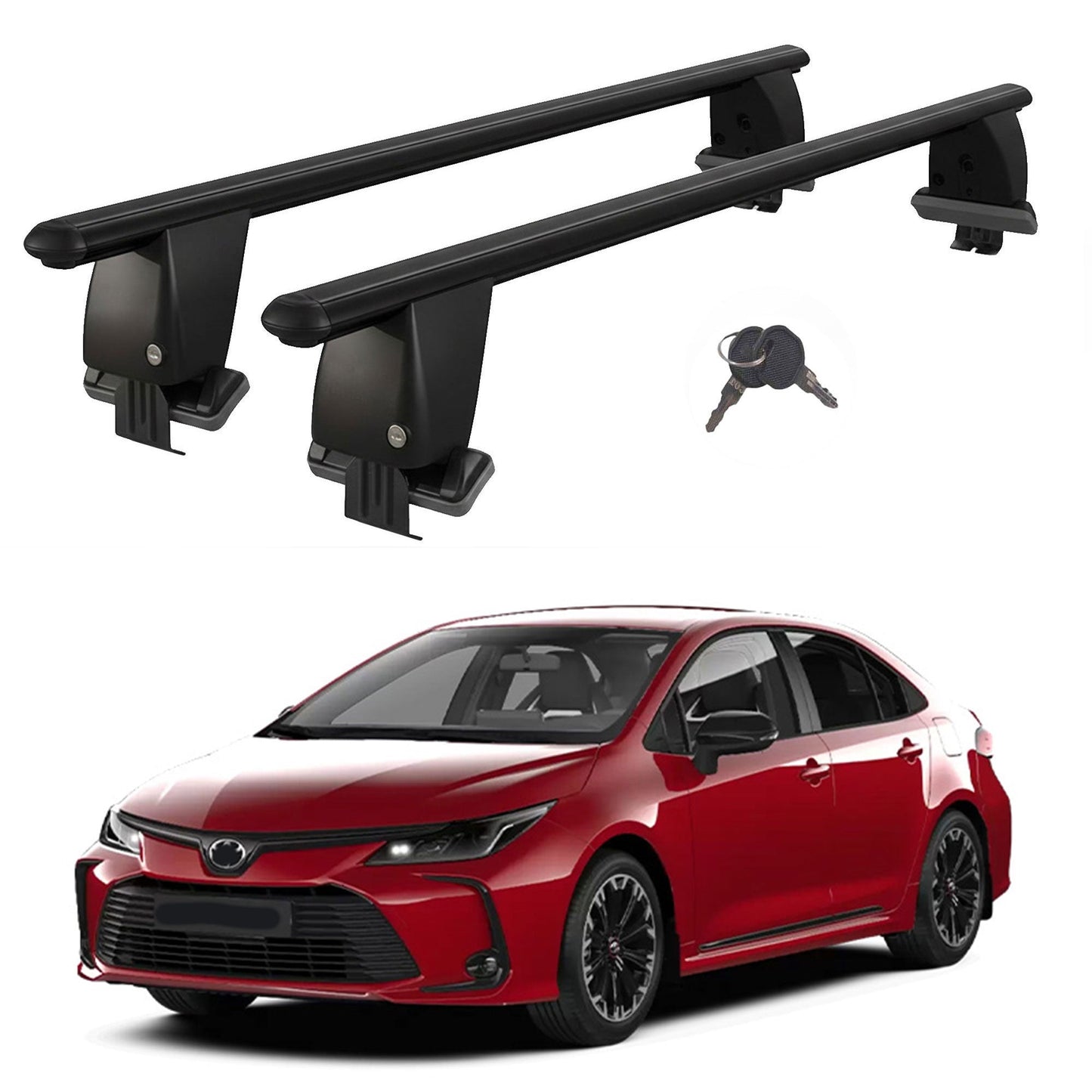 Roof Bars For Cars Without Rails For Toyota Corolla E210 Saloon 2018+ Lockable Black 2 Pcs
