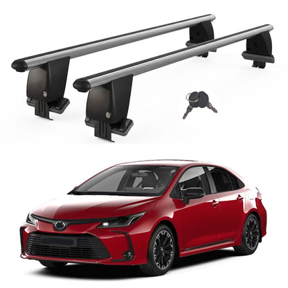 Roof Bars For Cars Without Rails For Toyota Corolla E210 Saloon 2018+ Lockable Grey 2 Pcs