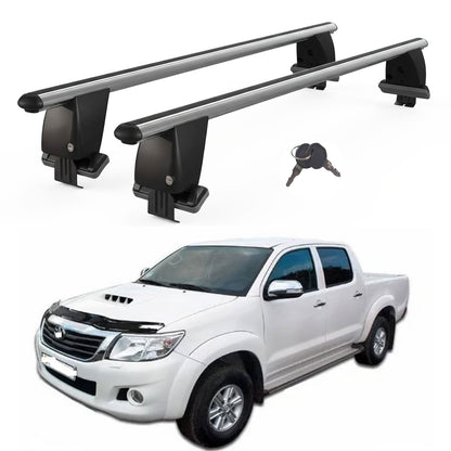 Roof Bars For Cars Without Rails For Toyota Hilux AN30 2011-2015 Lockable Grey 2 Pcs