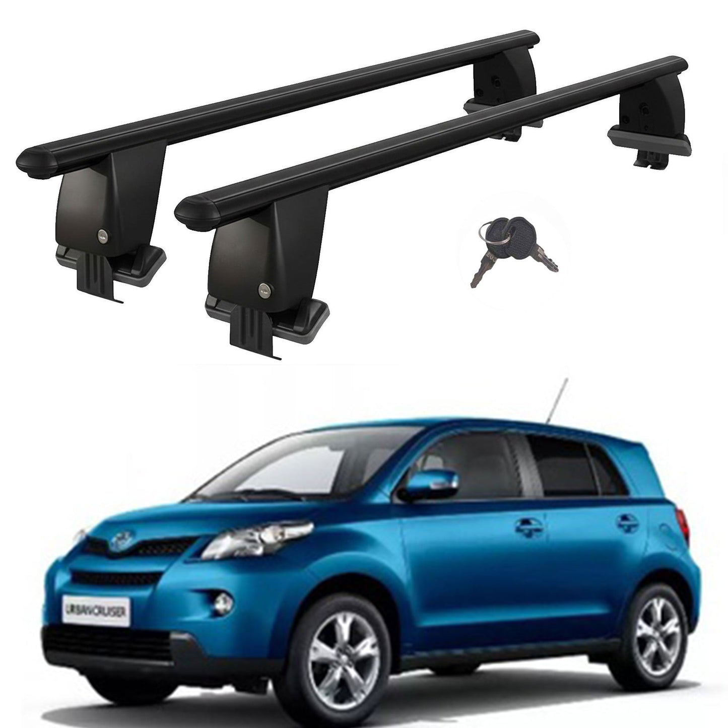 Roof Bars For Cars Without Rails For Toyota Urban Cruiser 2009+ Lockable Black 2 Pcs