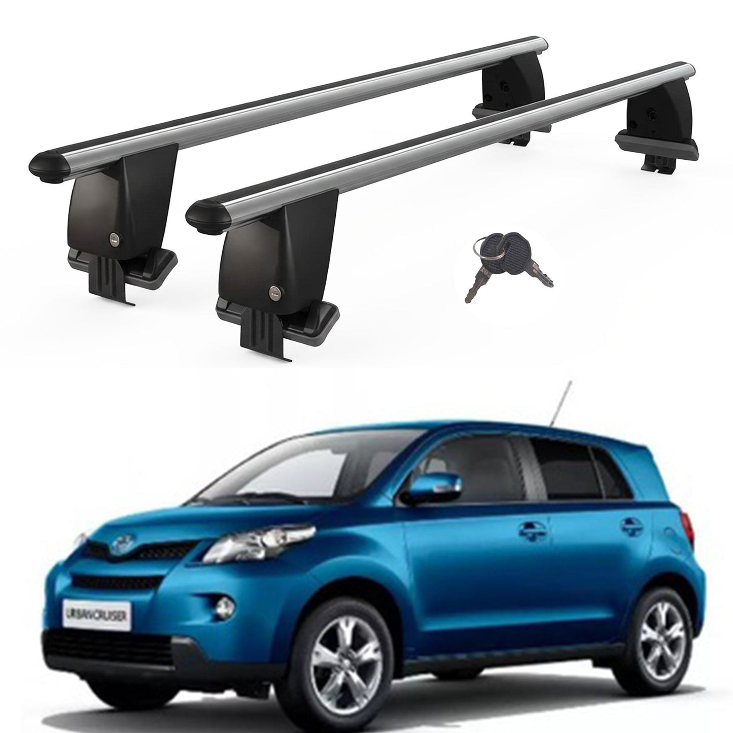 Roof Bars For Cars Without Rails For Toyota Urban Cruiser 2009+ Lockable Grey 2 Pcs