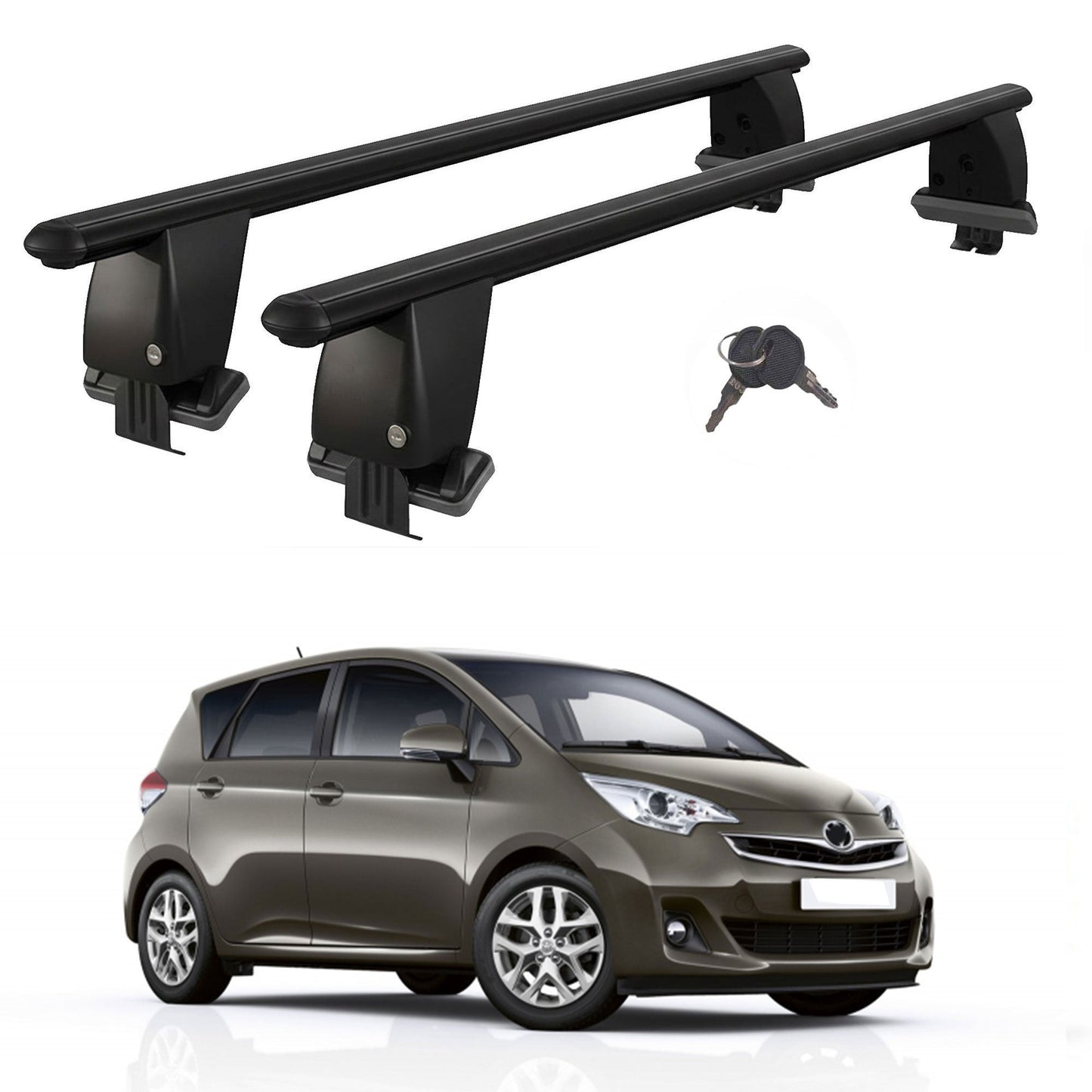 Roof Bars For Cars Without Rails For Toyota Verso 2009-2018 Lockable Black 2 Pcs
