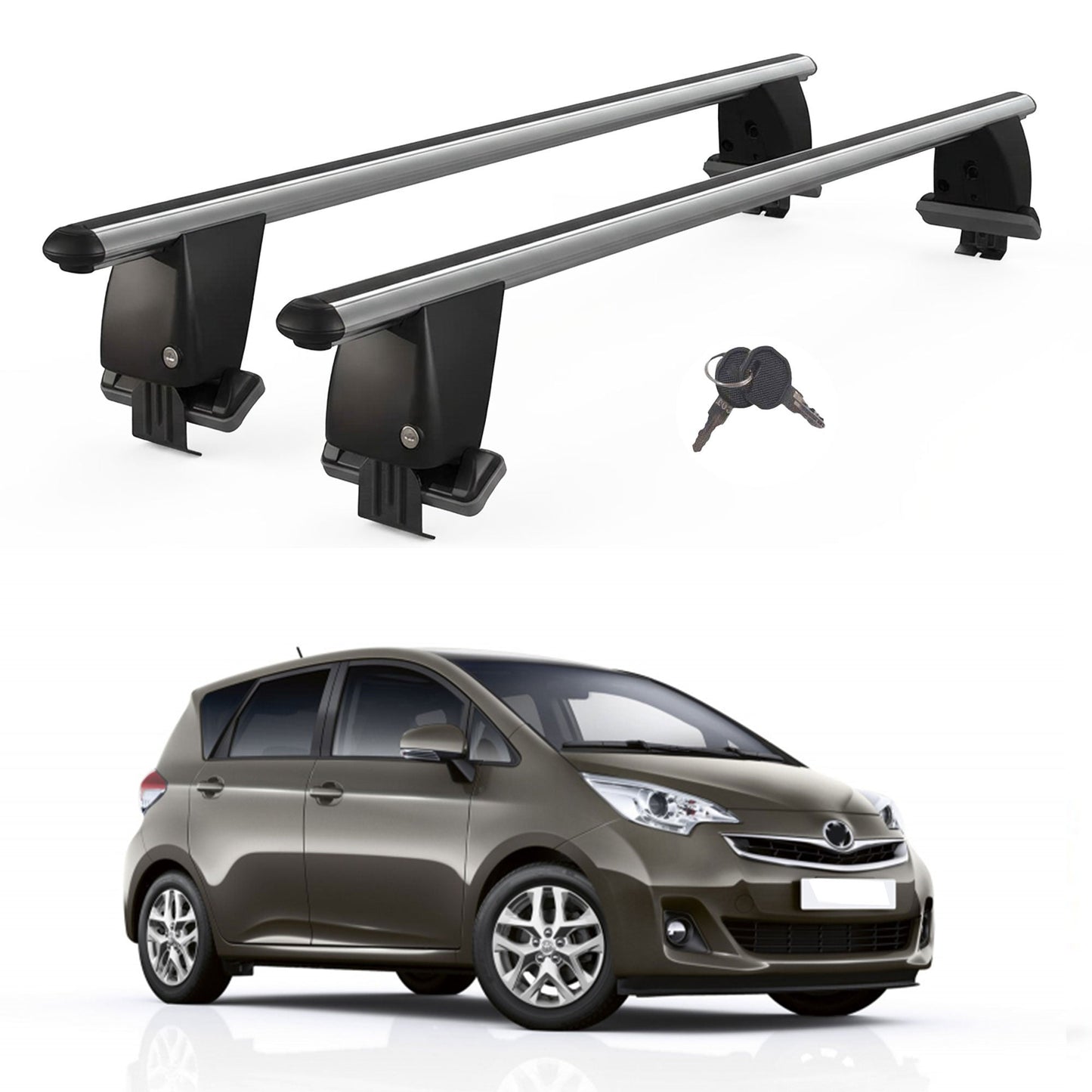 Roof Bars For Cars Without Rails For Toyota Verso 2009-2018 Lockable Grey 2 Pcs