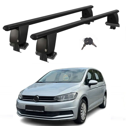 Roof Bars For Cars Without Rails For VwTouran II 5T 2015+ Lockable Black 2 Pcs