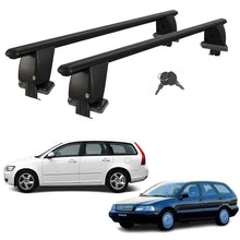 Roof Bars For Cars Without Rails For Volvo V40 Estate 1995-2012 Lockable Black 2 Pcs