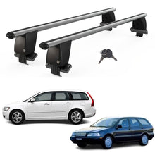 Roof Bars For Cars Without Rails For Volvo V40 Estate 1995-2012 Lockable Grey 2 Pcs