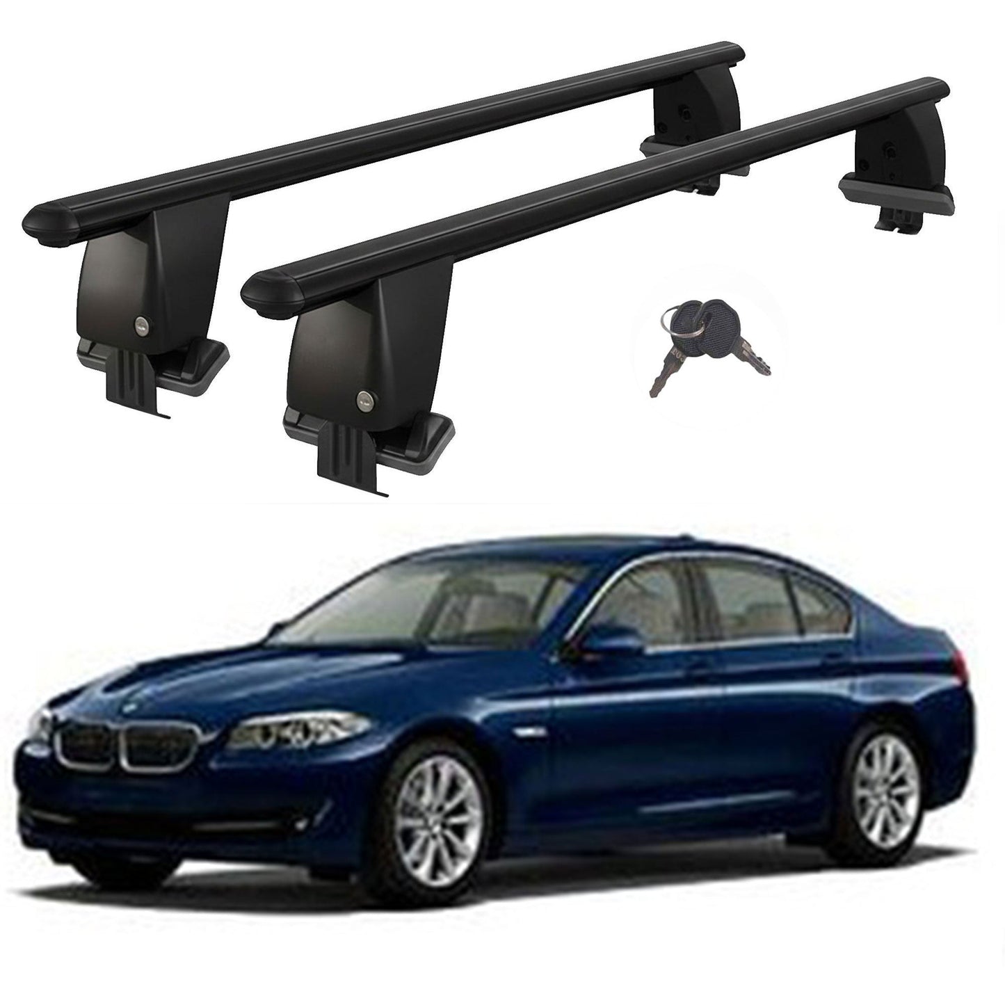 Roof Bars For Cars Without Rails For Bmw 5 F11 Estate Touring 2010-2016 Lockable Black 2 Pcs