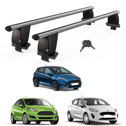 Roof Bars For Cars Without Rails For Ford Fiesta VI 2013+ Lockable Grey 2 Pcs