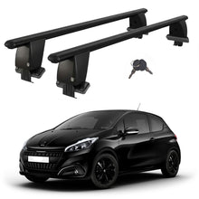 Roof Bars For Cars Without Rails For Peugeot 208 2015-2019 Lockable Black 2 Pcs
