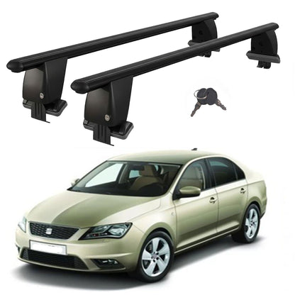 Roof Bars For Cars Without Rails For Seat Toledo 2011+ Lockable Black 2 Pcs