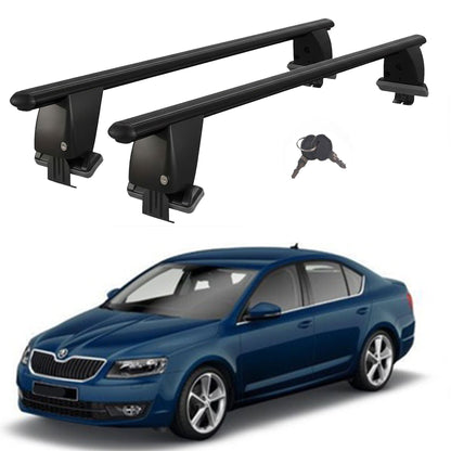 Roof Bars For Cars Without Rails For Skoda Octavia III 5E 2013+ Lockable Black 2 Pcs