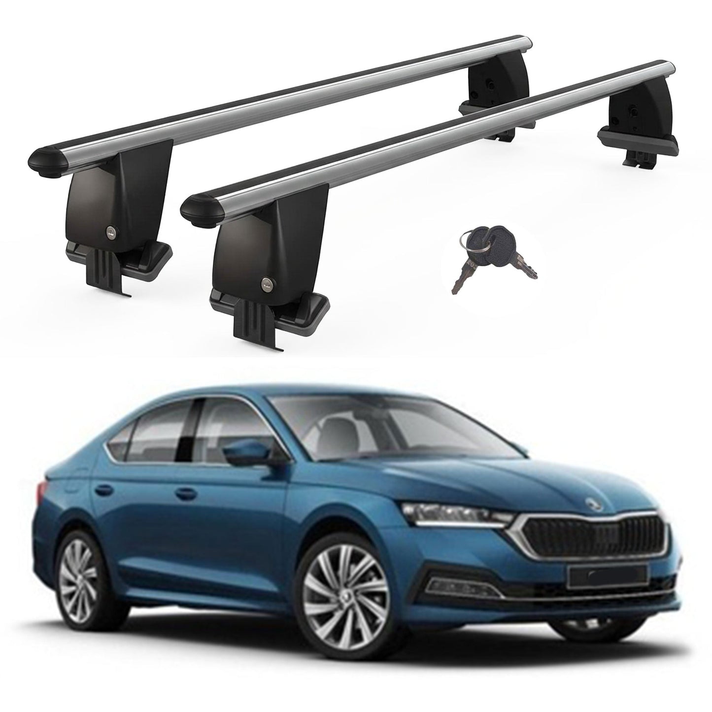 Roof Bars For Cars Without Rails For Skoda Octavia IV NX 2020+ Lockable Grey 2 Pcs