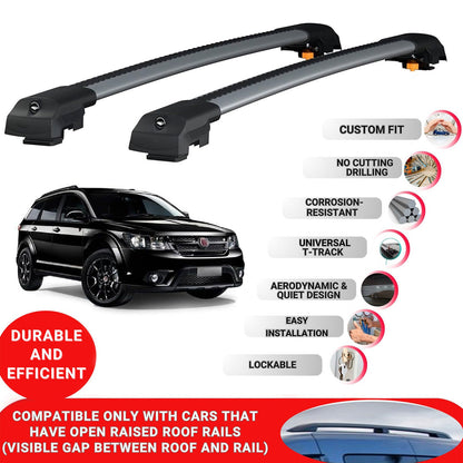 Roof Bar for Fiat Freemont 2011-2015 Lockable Roof Rack Cross Bars 2 Pcs Grey