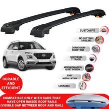 Roof Bar for Hyundai Venue (Qx) 2020-2024 Lockable Roof Rack Cross Bars 2 Pcs Black
