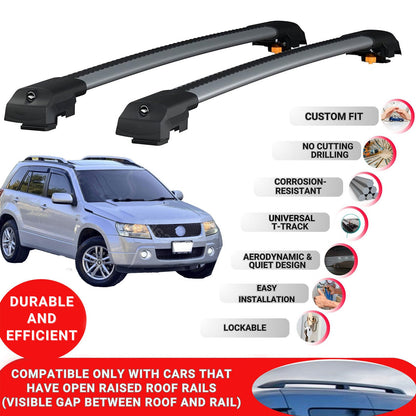 Roof Bar for Suzuki Grand Vitara Jt 2005-2014 Lockable Roof Rack Cross Bars 2 Pcs Grey
