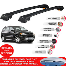 Roof Bar for Ssangyong Kyron 2006-2015 Lockable Roof Rack Cross Bars 2 Pcs Black