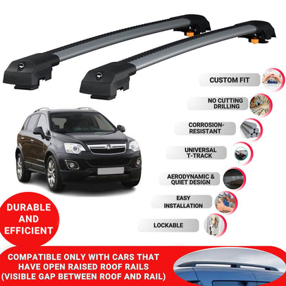 Roof Bar for Vauxhall Antara 2006-2015 Lockable Roof Rack Cross Bars 2 Pcs Grey