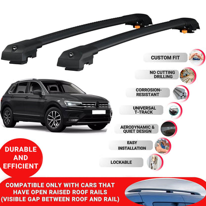 Roof Bar for Vw Tiguan 2016-2023 Lockable Roof Rack Cross Bars 2 Pcs Black