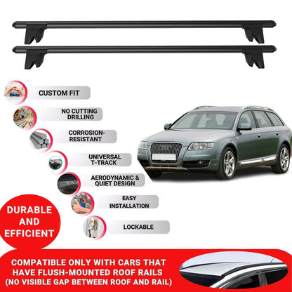 Premium Roof Bars for Audi A6 Avant C6-C7 2004-2018 Roof Rack Cross Bars 2 Pcs Black